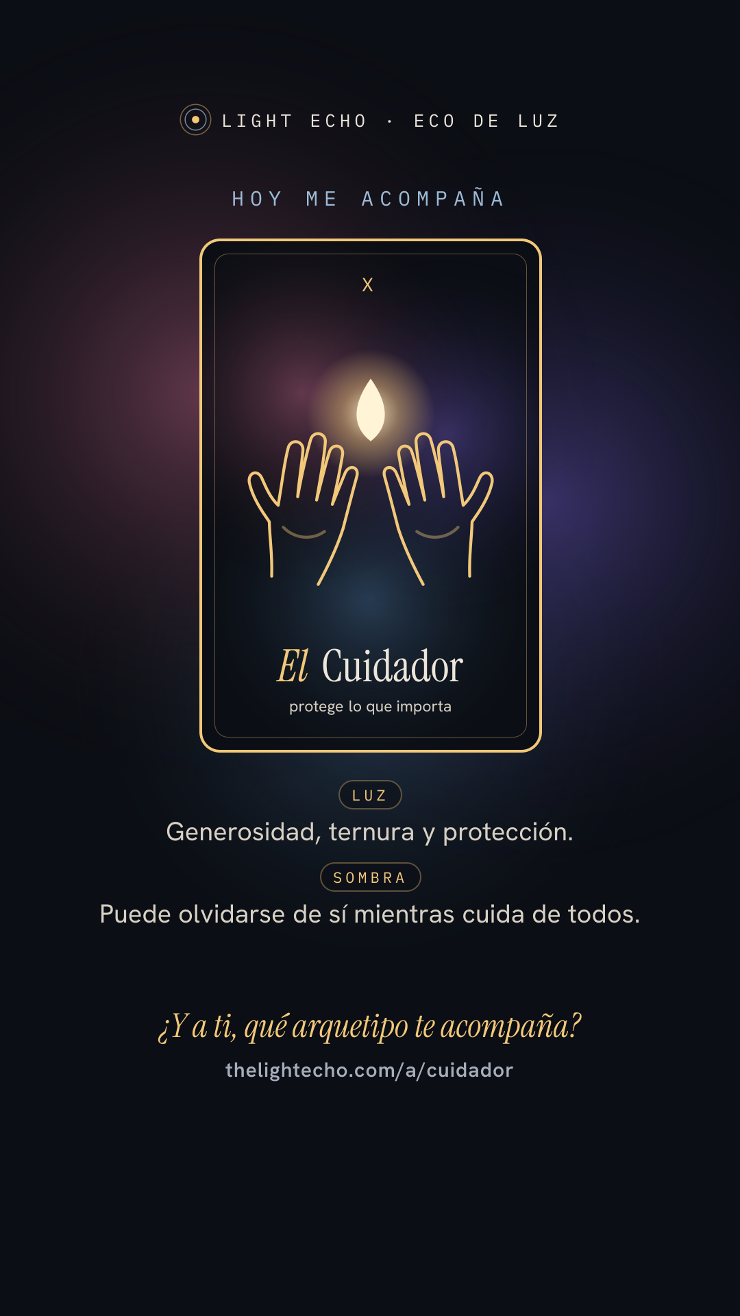 Tarjeta vertical: hoy me acompaña El Cuidador